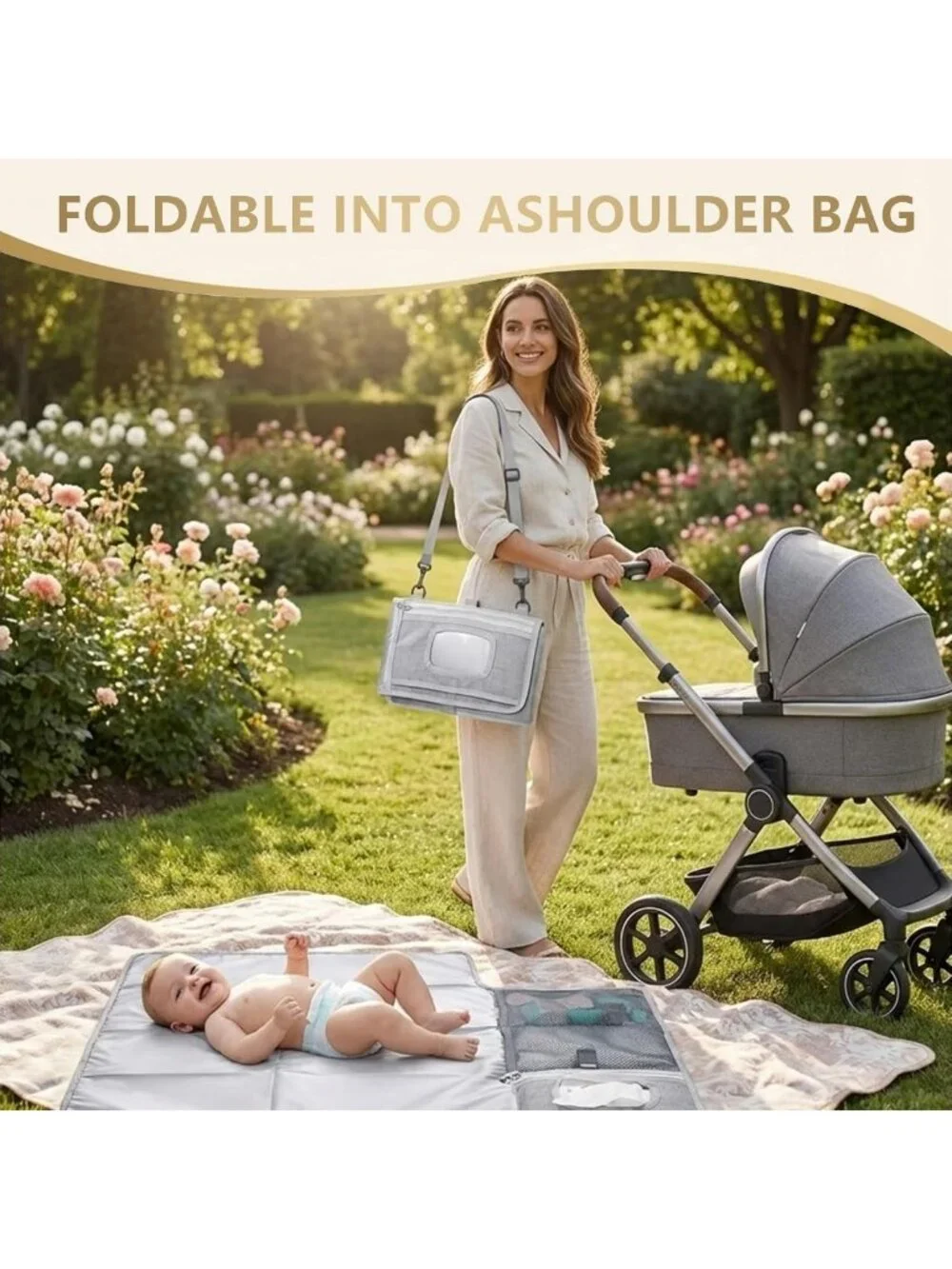Large Waterproof Portable Diaper Changing Pad - Foldable Baby Travel Mat with